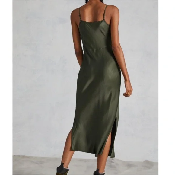 NWOT Anthropologie Elyse Cowl Neck Slip Dress in Moss Green Size XS - Picture 3 of 6